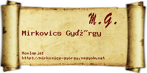 Mirkovics György névjegykártya